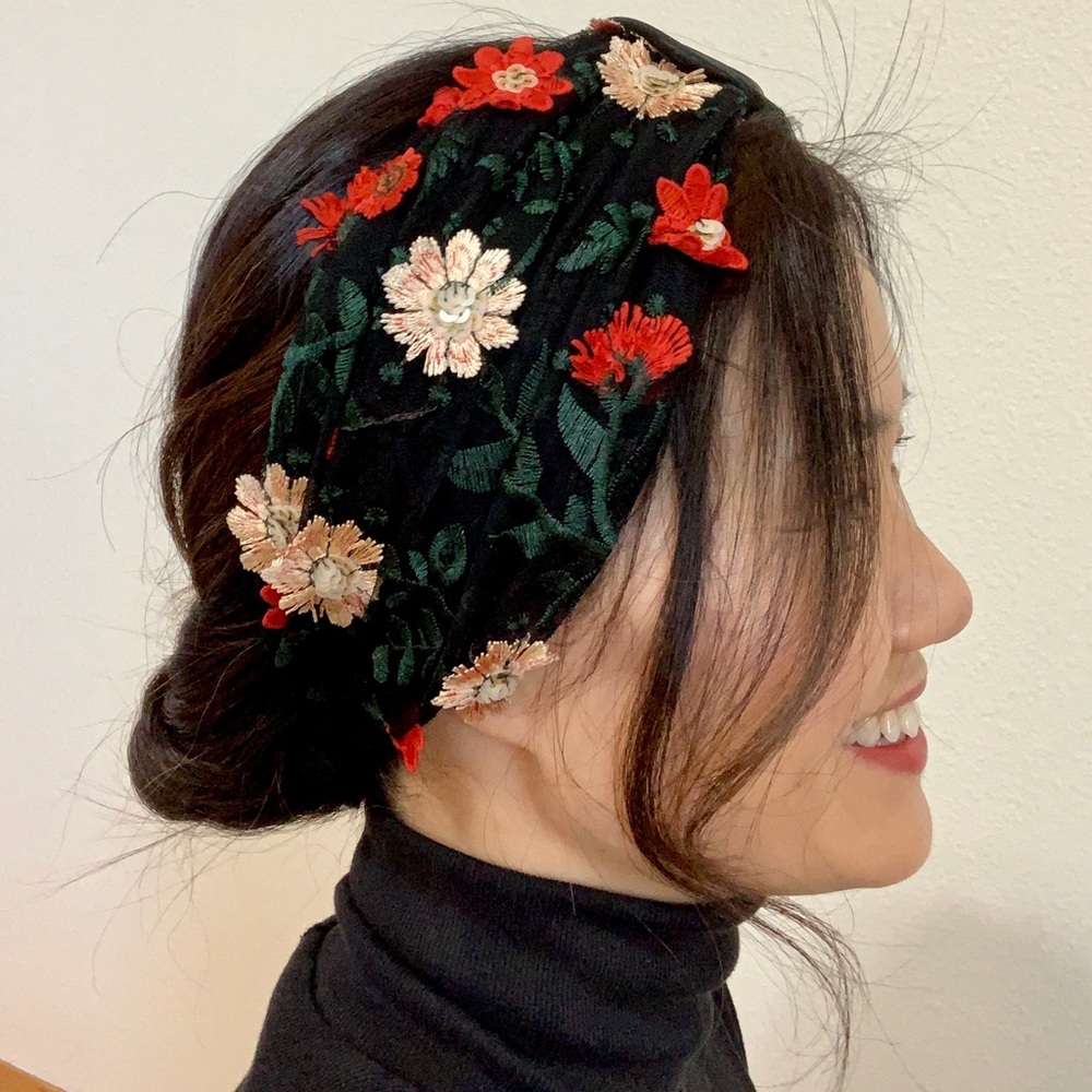 Mesh Organza 3D Floral Handmade Turban